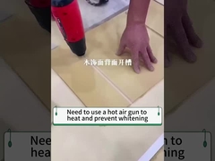 Grooving and corner bending of wood veneer panels