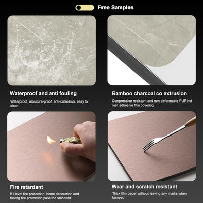 TV Background Marble Wall Panels Waterproof Marble Bamboo Crystal Panels