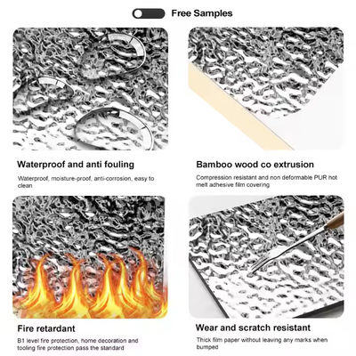 BAMBOO CHARCOAL WOOD VENEER PET Water Ripple WALL PANEL FOR INTERIOR WALL PANEL