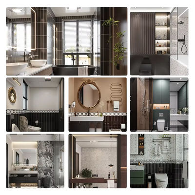 SPC Wall Panels Favourite 600*2440*4mm Waterproof And Moisture-Resistant Stone Plastic Composite Eco-Friendly Stone Plastic Composite Faux Tile Design Wall Paneling For Bathroom And Toilet