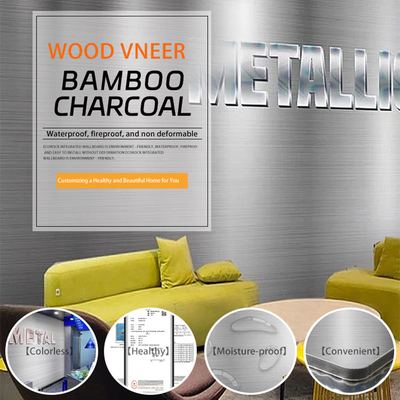Fireproof Bamboo Charcoal Wood Veneer 5mm/8mm Waterproof Wall Panel