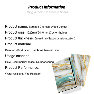 Bamboo Charcoal Wood Veneer Marble Wall Panels Waterproof Wear-resistant Siding Panels