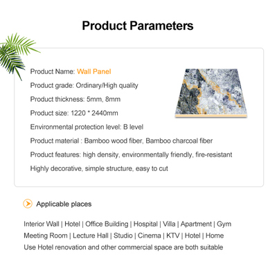 Factory Wholesale Modern Villa Bedroom Decorative Wall Metal Panels Interior Carbon Crystal Plate Bamboo Charcoal Wood Veneer