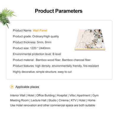 Hotel Decoration Panels 5mm/8mm Bamboo Charcoal Fiber Interior Decoration PVC Wood Veneer Indoor Wall Panel Hall Living Room