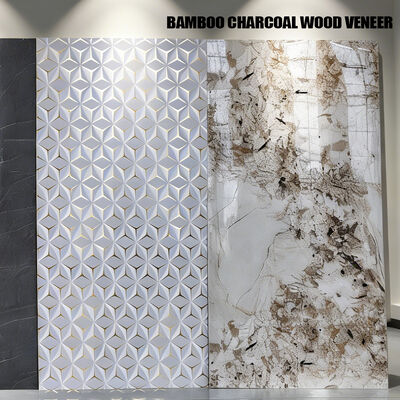 PVC Marble Sheet PET Wall Panel Bamboo Charcoal Wood Veneer For Home TV Background Living Room