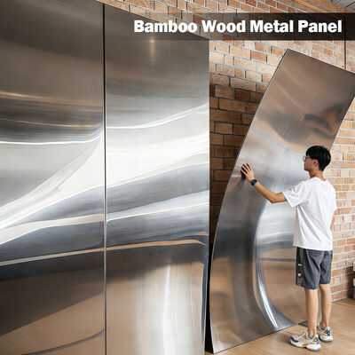 Bamboo wood Metal Panel Interior Decoration Wood Veneer Carbon Crystal Plate Boards