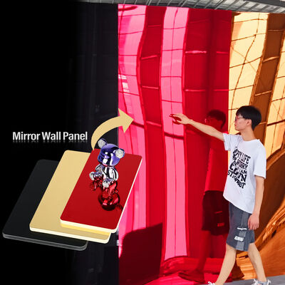 Modern Design PET Mirror Wall Decoration Bamboo Charcoal Wood Veneer Wall Panel & Board