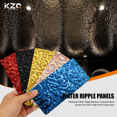 Wholesale Water Ripple Bamboo Charcoal Wood Veneer 5mm 8mm Wall Panel Customized