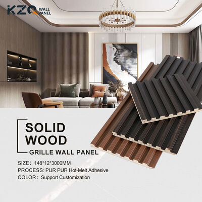 Solid Wood Grid Wall Panel Fireproof And Waterproof Wall Decoration For Indoor Background Walls