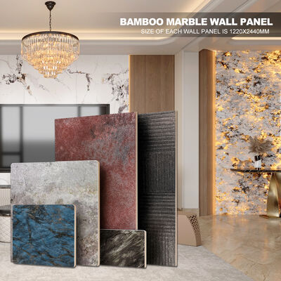 Luxury High Gloss Wall Panel PVC Marble Sheet Eco-Friendly Bamboo Fiber Wall Panel