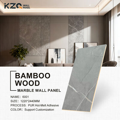Modern High Gloss PET PVC Marble Wall Panels Bamboo Fiber Wall Panel