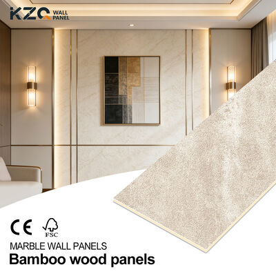 PVC Marble Wall Panel Bamboo Fiber Wall Panel Waterproof Anti-collision Wood Veneer