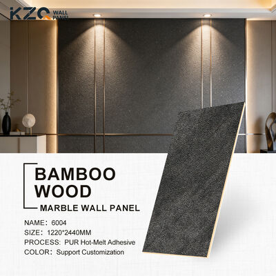 Factory Wholesale 1220*2440*8mm PVC Marble Wall Panels High-Gloss Wood Veneer Bamboo Fiber Wall Panel