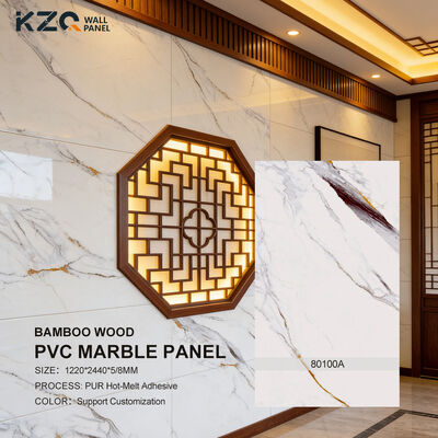 Custom 8mm Marble Wall Panel Waterproof Bamboo Fiber Board Indoor Wood Veneer