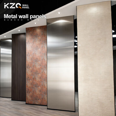 Fireproof Bamboo Metal Wood Wall Panel WPC Indoor Decor Board For Commercial Space Lobby