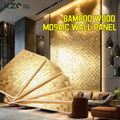 Textured Metal Mosaic Wall Panels Bamboo Wood Fiber Wall Panels Interior Decorative Panels
