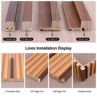 Modern Design Solid Wood Grille Grooved WPC Wall Panel For Indoor Decor Background Wall