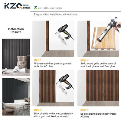 Modern Design Solid Wood Grille Grooved WPC Wall Panel For Indoor Decor Background Wall