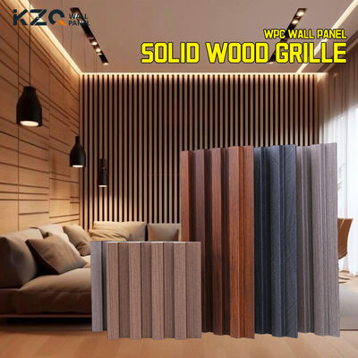 Modern Design Solid Wood Grille Grooved WPC Wall Panel For Indoor Decor Background Wall
