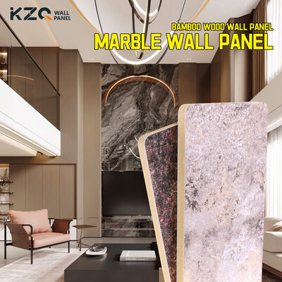 Luxury Marble Wall Panels With Bamboo Wood Fiber Veneer Are Ideal For TV Feature Walls