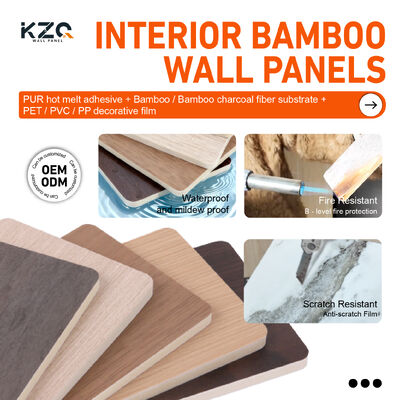 Factory Price Easy Install Anti Collision bamboo charcoal wood veneer Interior Decorative Panels for Living Room Interior Decoration