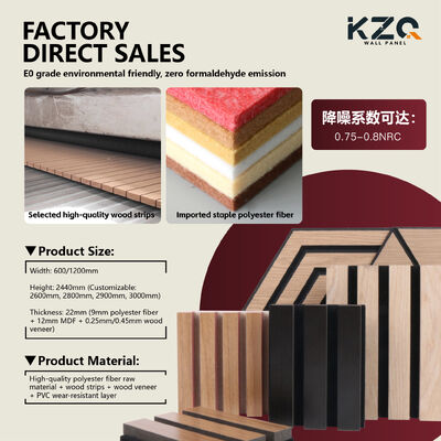 MDF Polyester Fiber Wood Slat Absorbing Soundproof Plate For Home Studio Piano Room