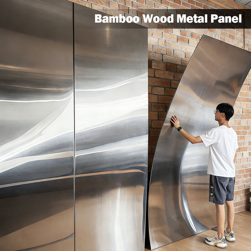 Bamboo wood Metal Panel Interior Decoration Wood Veneer Carbon Crystal Plate Boards