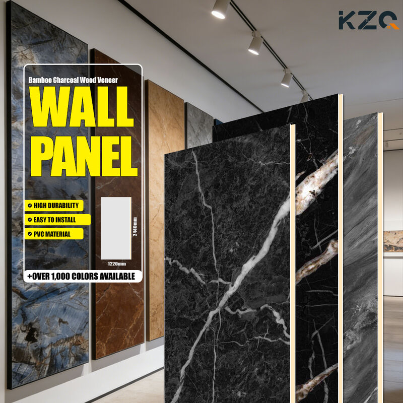 OEM Custom PVC Marble Wall Panel Bamboo Charcoal Wood Veneer For Household & Commerce