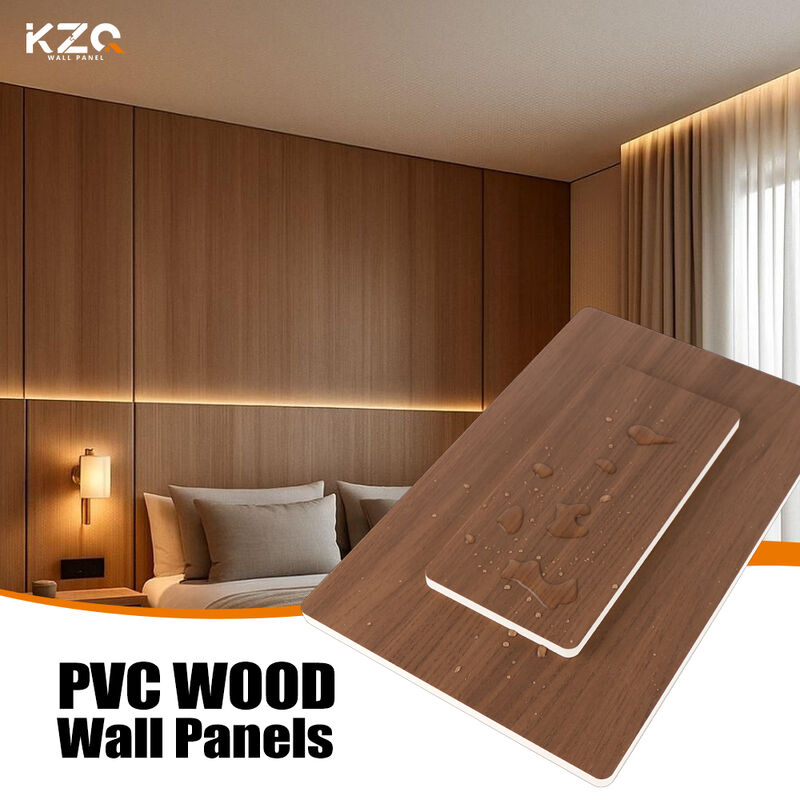 Bamboo Charcoal Wood Veneer 5mm PVC Wood Grain Wall Panel Sheet For Interior Decor