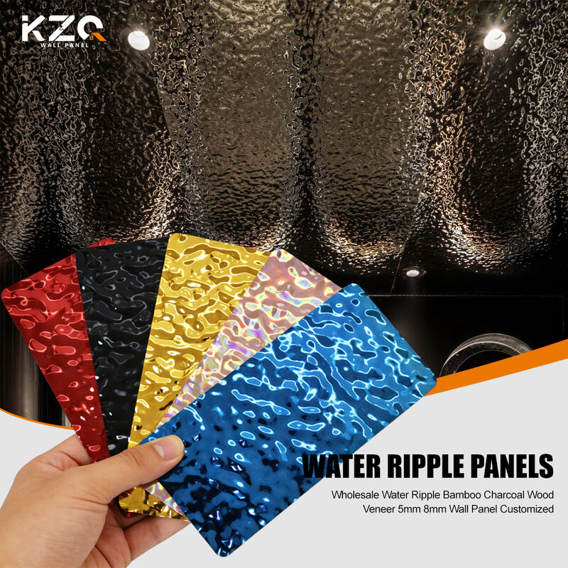 Wholesale Water Ripple Bamboo Charcoal Wood Veneer 5mm 8mm Wall Panel Customized