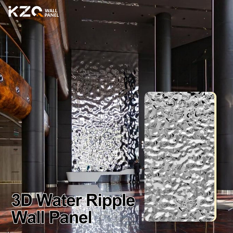Decorative Fireproof Water Ripple 3D Wood Plastic Bamboo Charcoal Wall Panels