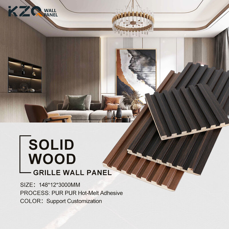 Solid Wood Grid Wall Panel Fireproof And Waterproof Wall Decoration For Indoor Background Walls