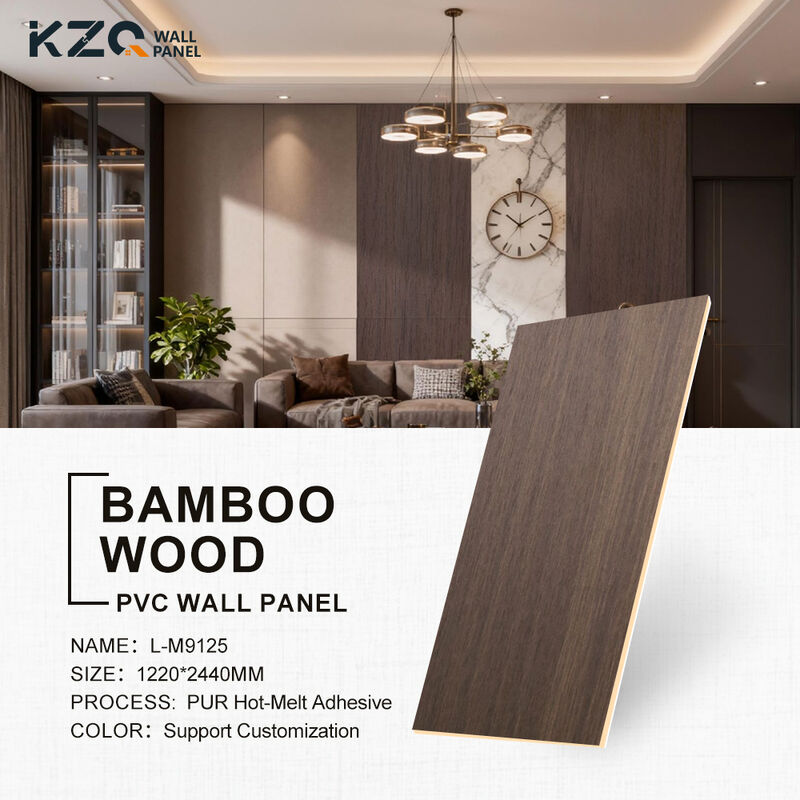 Indoor Decorative PVC Wood Grain Wall Panels Multiple Colors Can Be Customized Bamboo Fiber Wall Panel
