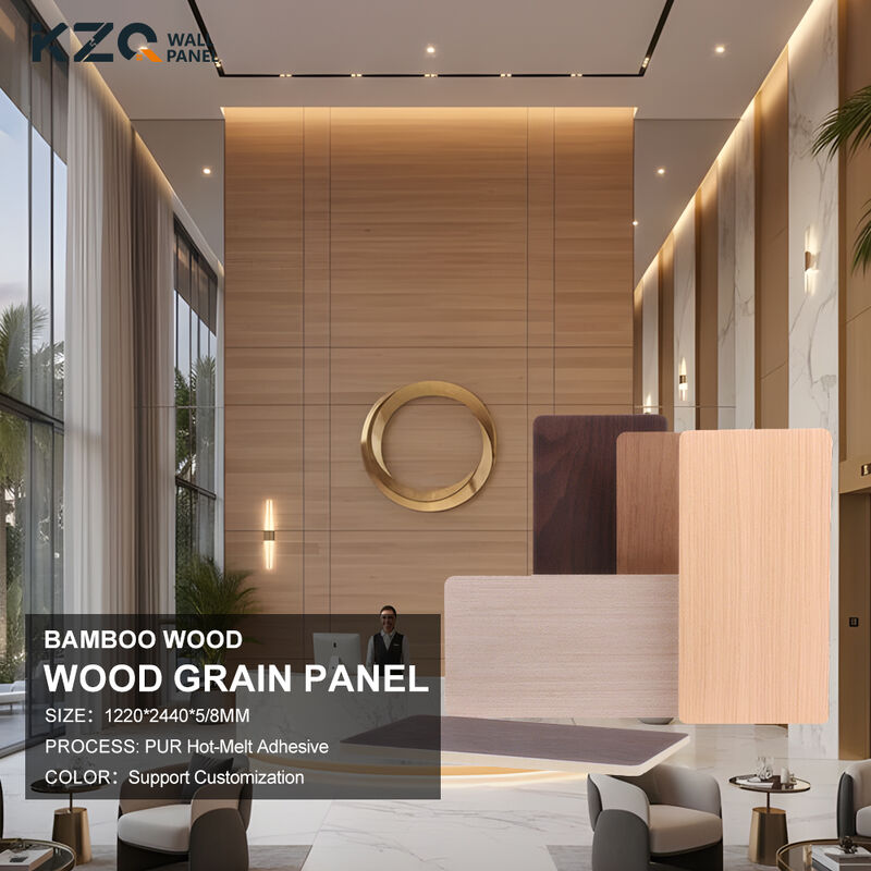 Customization 5mm 8mm Wood Grain Wall Panel Bamboo Fiber Wall Panel For Hotel