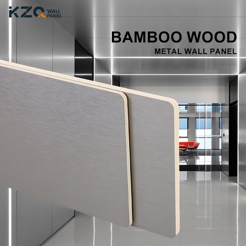 Fireproof Bamboo Metal Wood Wall Panel WPC Indoor Decor Board For Commercial Space Lobby