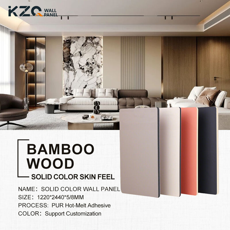 Customization Solid Color Skin Feel Wall Panel Bamboo Wood Fiber Wall Panel For Living Room