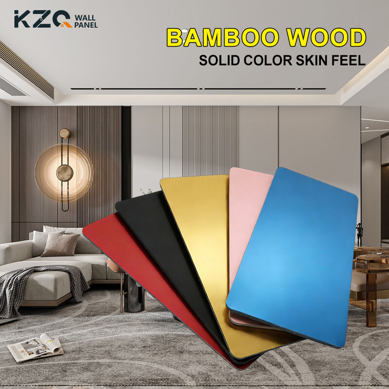 Hot Sales Bamboo Wood Wall Panel Solid Color Skin Feel Wall Board for Commercial Space