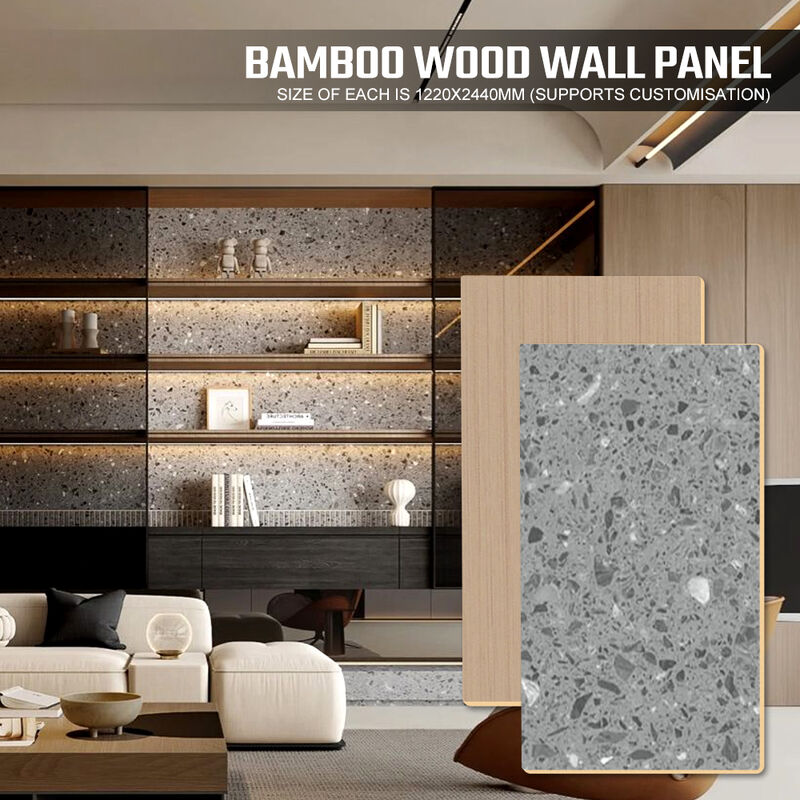 TV Background Marble Wall Panels Waterproof Marble Sheet Bamboo Fiber Wall Panel