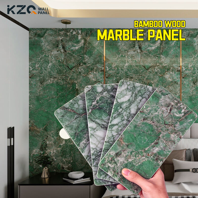 Luxury Marble Wall Panel Bamboo Wood Co-Extruded Wood Veneer Bamboo Fiber Wall Panel