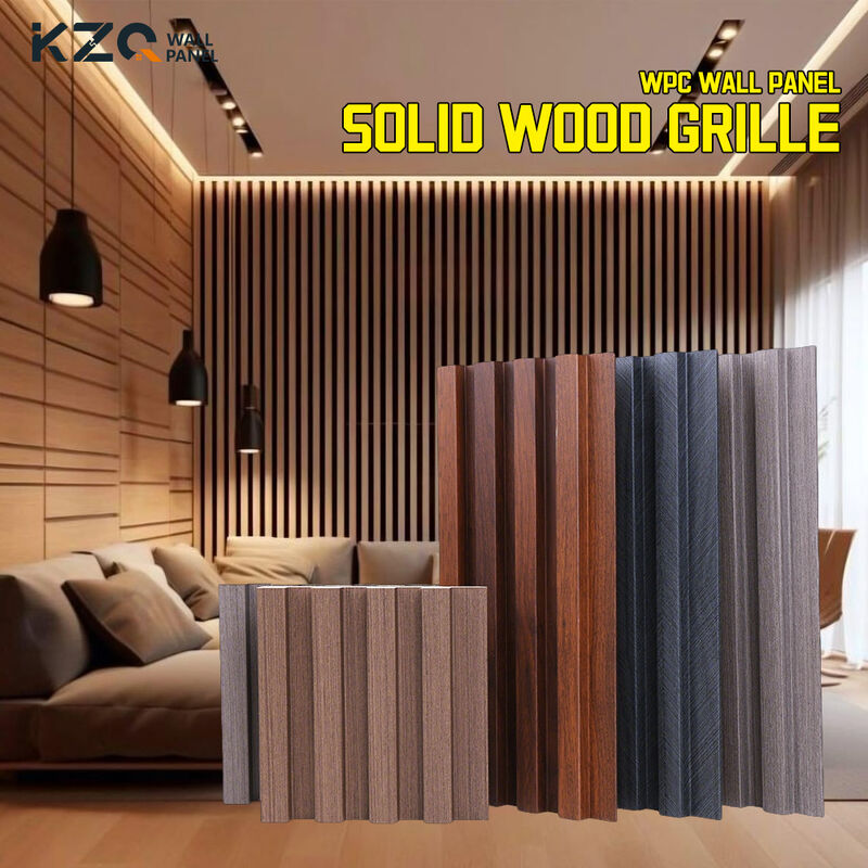 Modern Design Solid Wood Grille Grooved WPC Wall Panel For Indoor Decor Background Wall