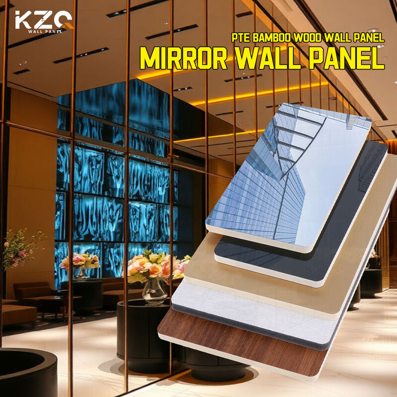 ISO9001 Mirror Wall Panel Bamboo Fiber Wall Panel Indoor Decoration Board