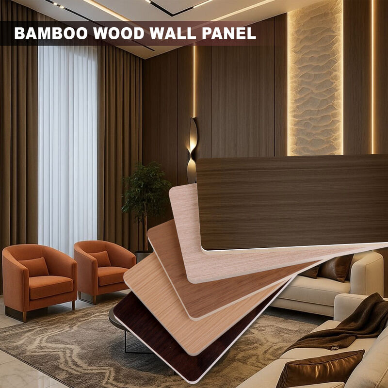 Modern Bamboo Wood Wall Panel Waterproof Wood Grain Wood Veneer Bamboo Fiber Wall Panel
